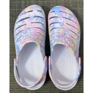 Nautica River Edge Clog Slides Shoes Women's Size 10 Unisex Tie Dye Pastel